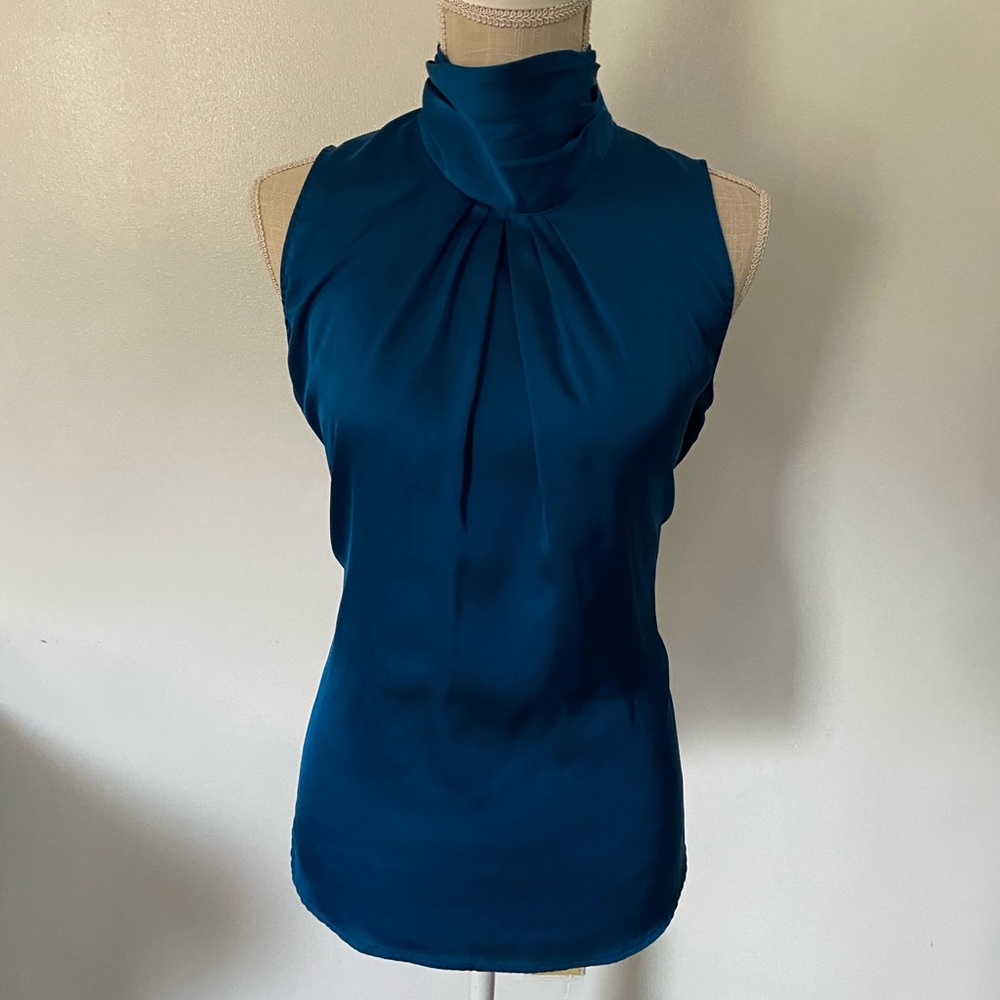 New York & Company Blue Satin Top